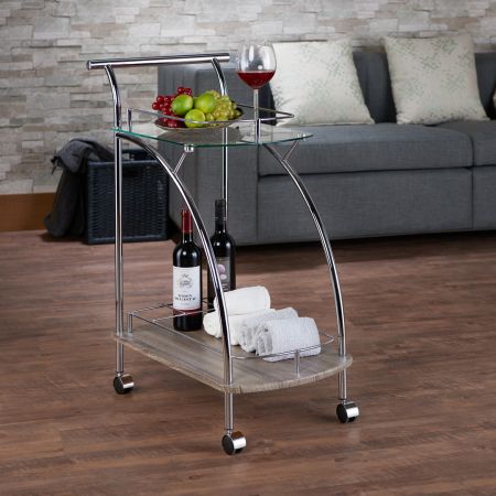Contemporary Chrome Metal Serving Cart - Contemporary Chrome Metal Serving Cart